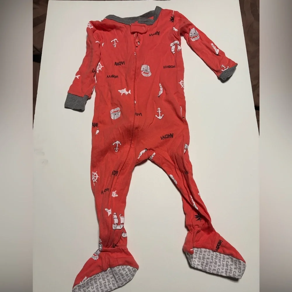 Carter’s pirate cotton footie pajamas red 18m toddler